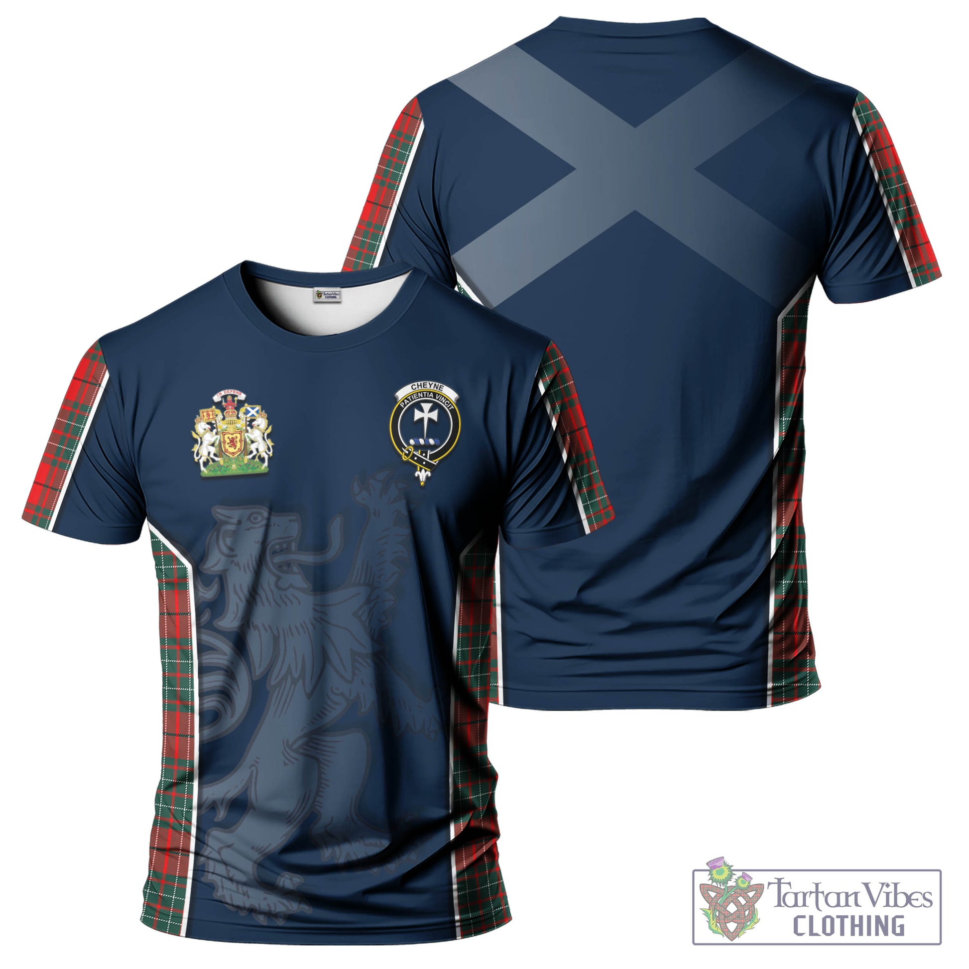 Tartan Vibes Clothing Cheyne Tartan T-Shirt with Family Crest and Lion Rampant Vibes Sport Style