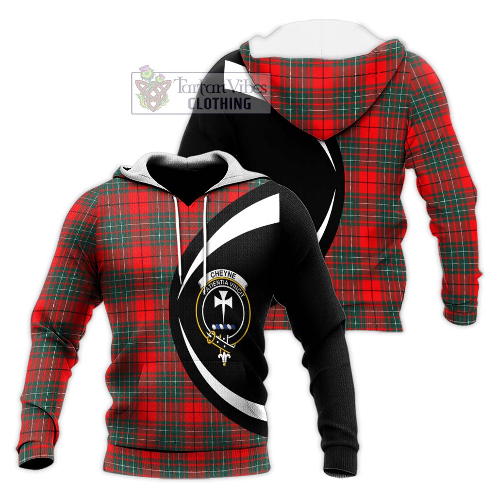 Cheyne Tartan Knitted Hoodie with Family Crest Circle Style Unisex Knitted Pullover Hoodie - Tartan Vibes Clothing