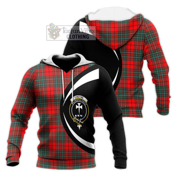 Cheyne Tartan Knitted Hoodie with Family Crest Circle Style Unisex Knitted Pullover Hoodie - Tartan Vibes Clothing