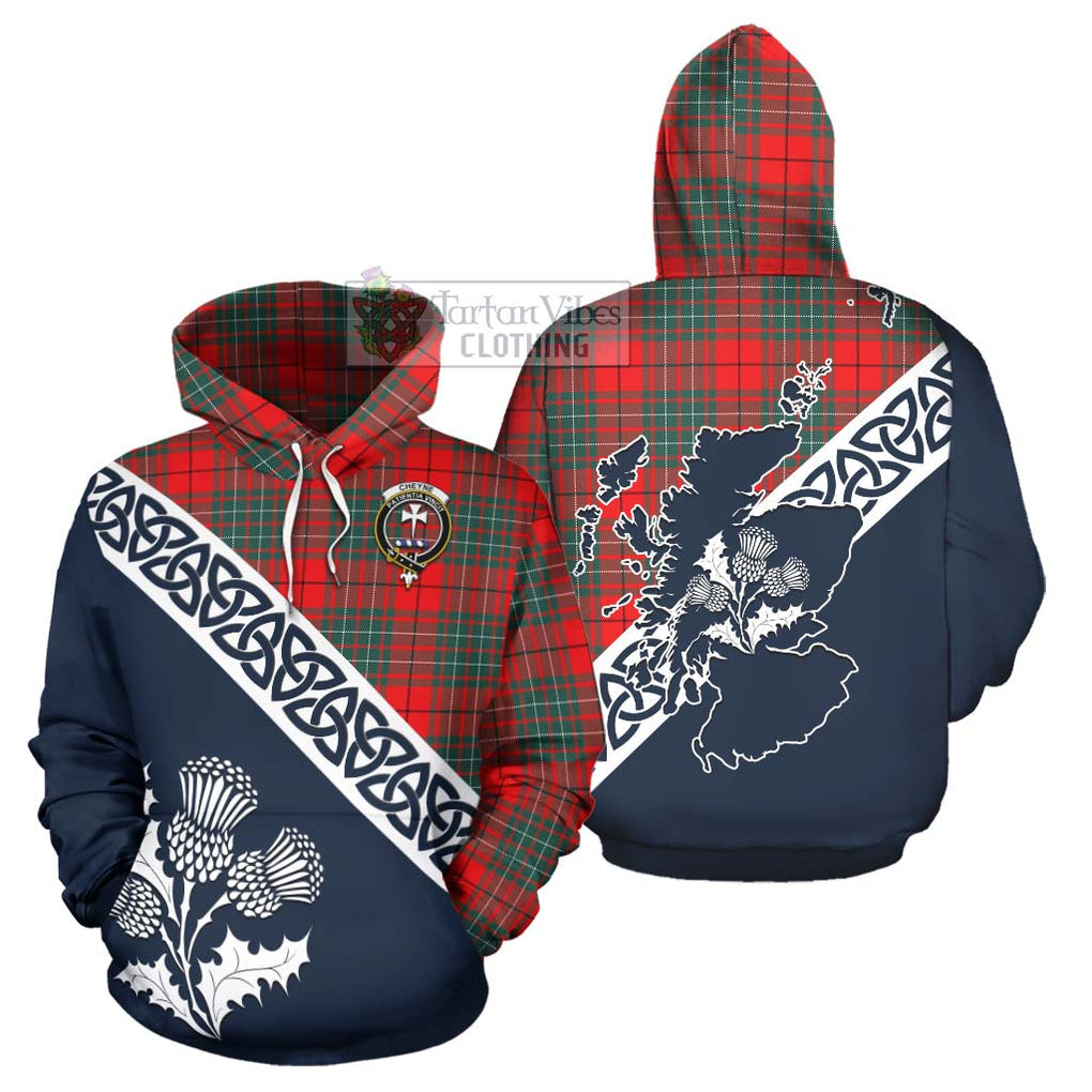 Cheyne Tartan Hoodie Featuring Thistle and Scotland Map Zip Hoodie - Tartan Vibes Clothing
