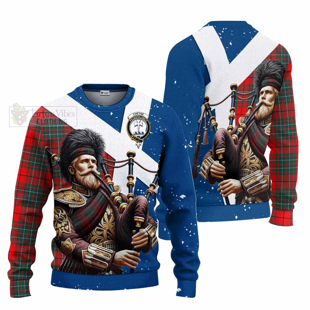 Cheyne Tartan Knitted Sweater with Family Crest Scottish Bagpiper Vibes Unisex - Tartan Vibes Clothing