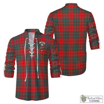 Cheyne Tartan Men's Scottish Traditional Jacobite Ghillie Kilt Shirt with Family Crest