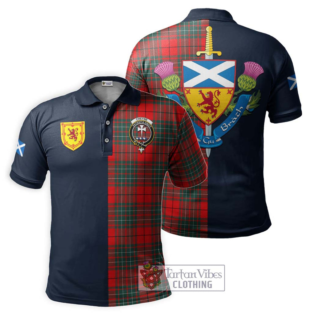 Cheyne Tartan Polo Shirt Alba with Scottish Lion Royal Arm Half Style Kid - Tartan Vibes Clothing