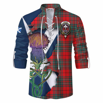 Tartan Vibes Clothing Cheyne Tartan Family Crest Ghillie Kilt Shirt Scottish Thistle Celtic Inspired