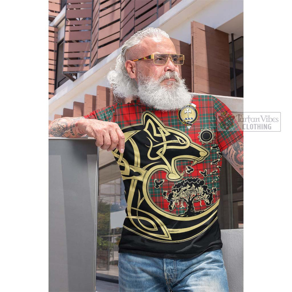 Cheyne Tartan Cotton T-shirt with Family Crest Celtic Wolf Style Men's Shirt - Tartan Vibes Clothing