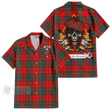 Cheyne Tartan Hawaiian Shirt with Family Crest and Bearded Skull Holding Bottles of Whiskey Kid - Tartan Vibes Clothing
