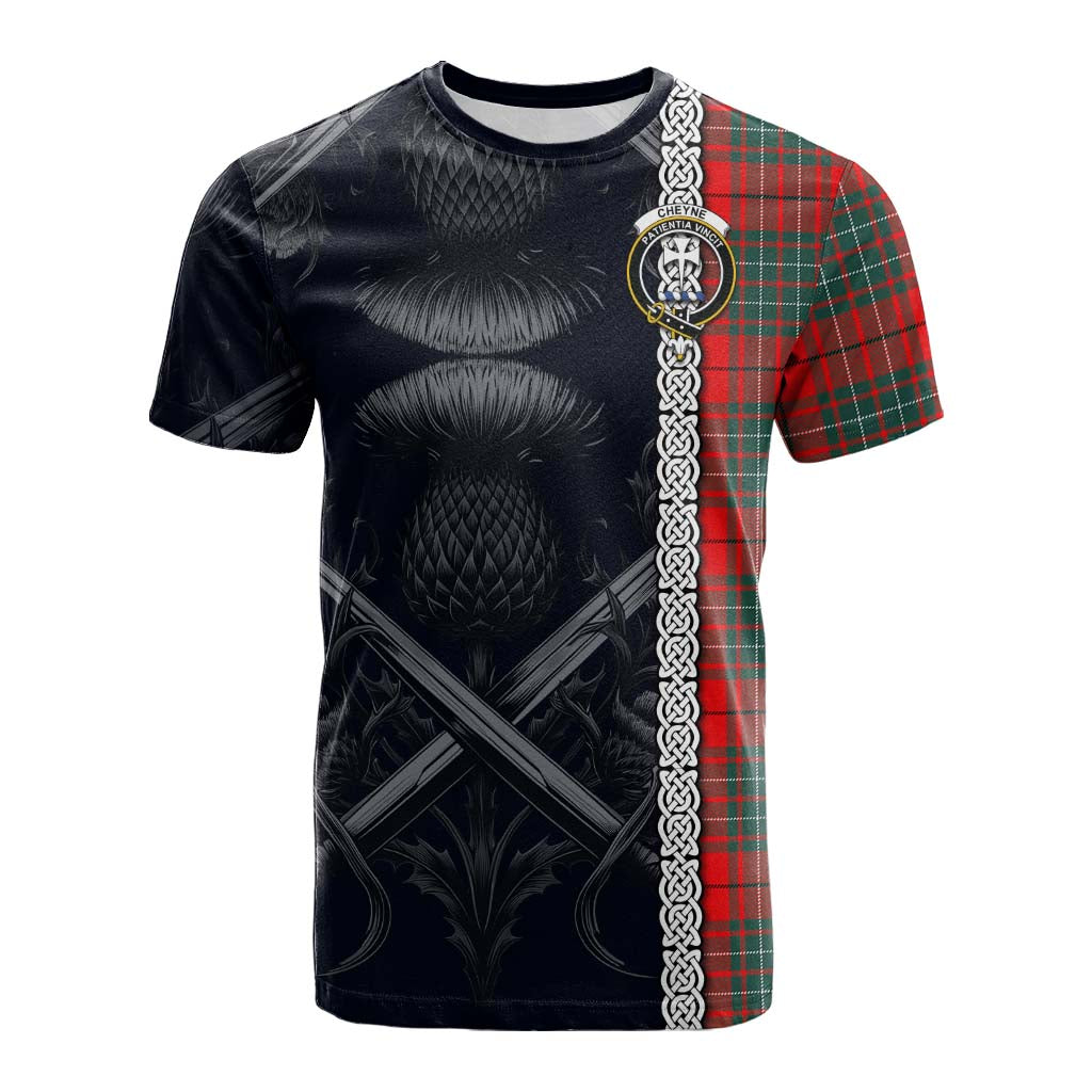 Cheyne Tartan Cotton T-shirt with Family Crest Cross Sword Thistle Celtic Vibes Kid's Shirt - Tartan Vibes Clothing