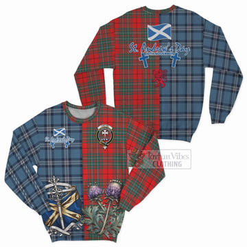 Cheyne Tartan Sweatshirt Happy St. Andrew's Day Half Tartan Style Unisex - Tartan Vibes Clothing