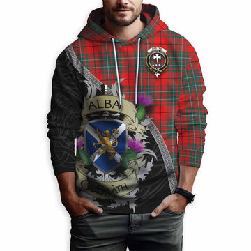 Cheyne Tartan Family Crest Hoodie Lion Rampant Royal Thistle Shield Celtic Inspired Pullover Hoodie - Tartan Vibes Clothing