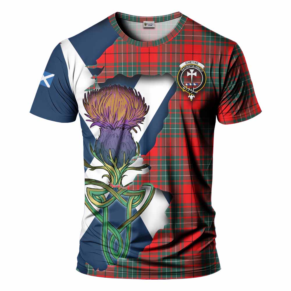 Tartan Vibes Clothing Cheyne Tartan Family Crest T-Shirt Scottish Thistle Celtic Inspired