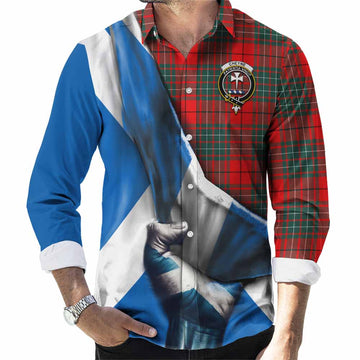 Cheyne Tartan Long Sleeve Button Shirt with Family Crest Scotland Patriotic Style Men's Shirt S - Tartan Vibes Clothing