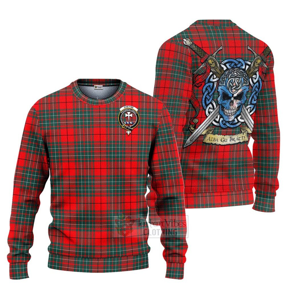 Cheyne Tartan Ugly Sweater with Family Crest Celtic Skull Style Unisex - Tartan Vibes Clothing