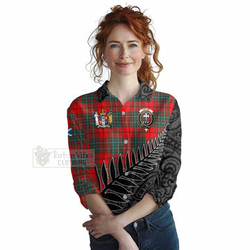 Cheyne Crest Tartan Women's Casual Shirt with New Zealand Silver Fern Half Style Female - Tartan Vibes Clothing
