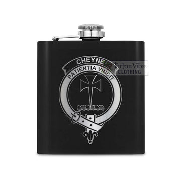 Cheyne Crest Hip Flask Set 7oz Black Stainless Steel with A Gift Box One Size 7oz - 2D-tartanvibesclothing