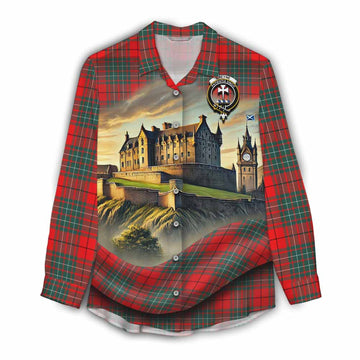 Cheyne Tartan Family Crest Women's Casual Shirt with Scottish Ancient Castle Style Female - Tartan Vibes Clothing