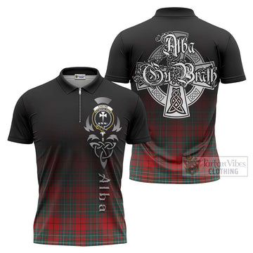 Cheyne Tartan Zipper Polo Shirt Featuring Alba Gu Brath Family Crest Celtic Inspired Unisex - Tartan Vibes Clothing