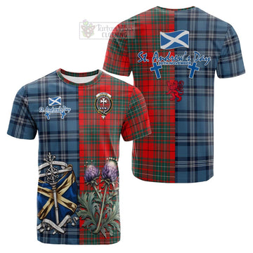 Cheyne Tartan Cotton T-shirt Happy St. Andrew's Day Half Tartan Style Kid's Shirt - Tartan Vibes Clothing