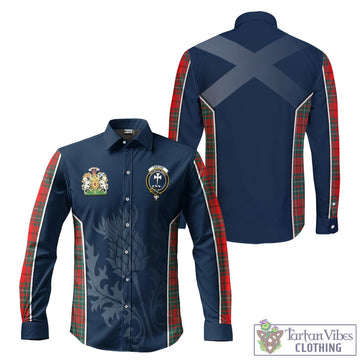 Cheyne Tartan Long Sleeve Button Up Shirt with Family Crest and Scottish Thistle Vibes Sport Style Men's Shirt - Tartan Vibes Clothing