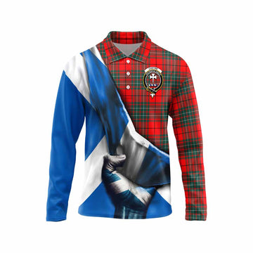 Cheyne Tartan Long Sleeve Polo Shirt with Family Crest Scotland Patriotic Style Unisex - Tartan Vibes Clothing