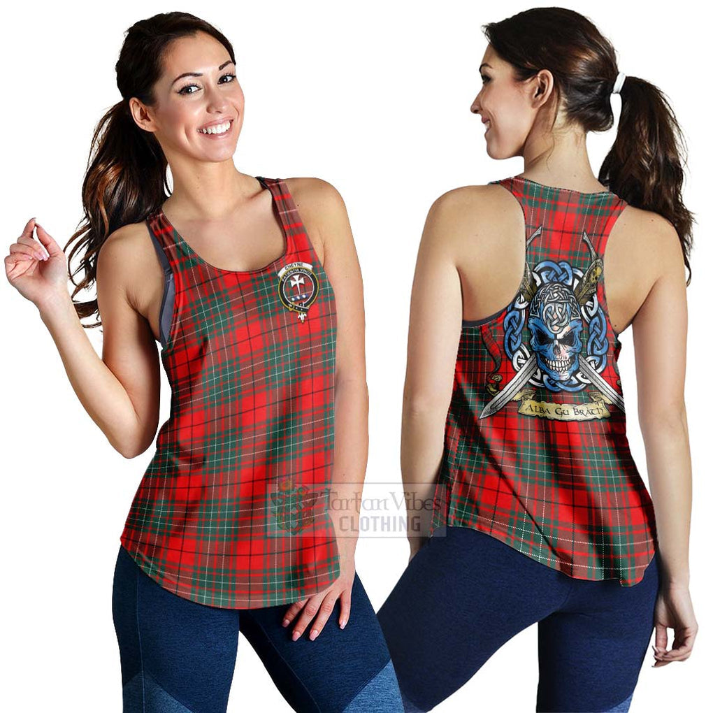 Cheyne Tartan Women's Racerback Tanks with Family Crest Celtic Skull Style 4XL - Tartan Vibes Clothing