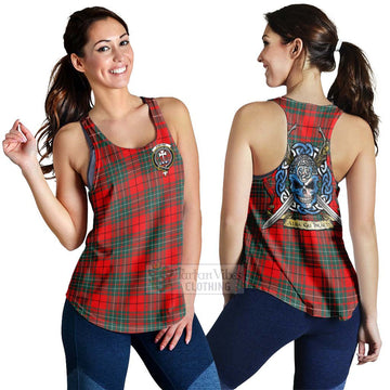 Cheyne Tartan Women's Racerback Tanks with Family Crest Celtic Skull Style 4XL - Tartan Vibes Clothing