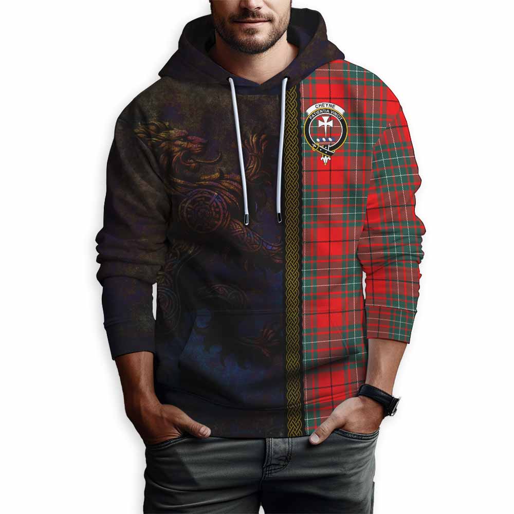 Tartan Vibes Clothing Cheyne Tartan Family Crest Hoodie Alba Gu Brath Be Brave Lion Ancient Style