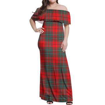 Cheyne Tartan Off Shoulder Long Dress Women's Dress - Tartan Vibes Clothing