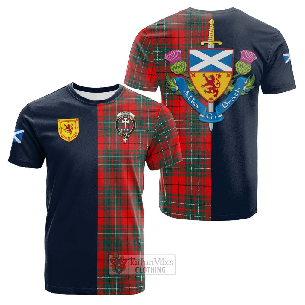 Cheyne Tartan Cotton T-shirt Alba with Scottish Lion Royal Arm Half Style Kid's Shirt - Tartan Vibes Clothing