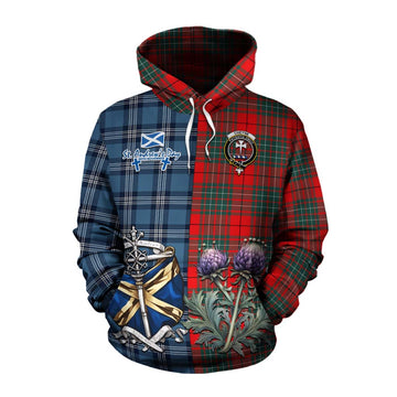 Cheyne Tartan Cotton Hoodie Happy St. Andrew's Day Half Tartan Style Pullover Hoodie XS - Tartan Vibes Clothing