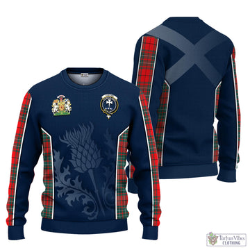 Cheyne Tartan Knitted Sweatshirt with Family Crest and Scottish Thistle Vibes Sport Style