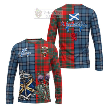 Cheyne Tartan Long Sleeve T-Shirt Happy St. Andrew's Day Half Tartan Style Unisex - Tartan Vibes Clothing