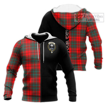 Cheyne Tartan Knitted Hoodie with Family Crest and Half Of Me Style Unisex Knitted Zip Hoodie - Tartan Vibes Clothing