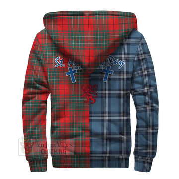 Cheyne Tartan Sherpa Hoodie Happy St. Andrew's Day Half Tartan Style - Tartan Vibes Clothing