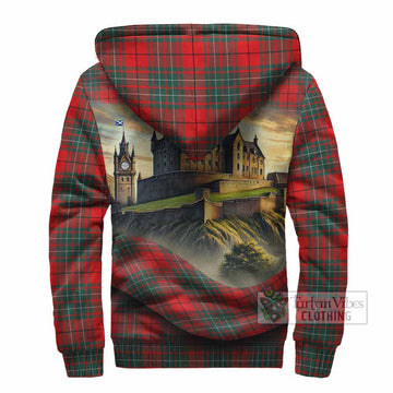 Cheyne Tartan Family Crest Sherpa Hoodie with Scottish Ancient Castle Style - Tartan Vibes Clothing
