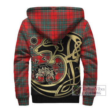 Cheyne Tartan Sherpa Hoodie with Family Crest Celtic Wolf Style - Tartan Vibes Clothing