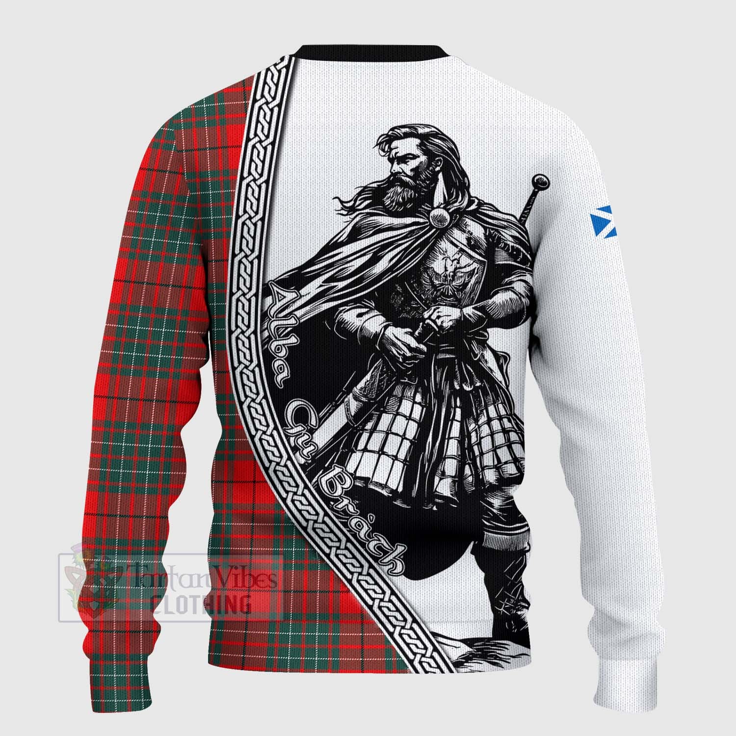 Cheyne Tartan Clan Crest Knitted Sweater with Highlander Warrior Celtic Style - Tartan Vibes Clothing