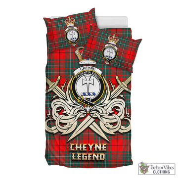 Cheyne Tartan Bedding Set with Clan Crest and the Golden Sword of Courageous Legacy