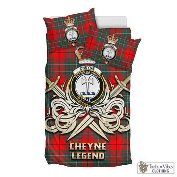 Tartan Vibes Clothing Cheyne Tartan Bedding Set with Clan Crest and the Golden Sword of Courageous Legacy
