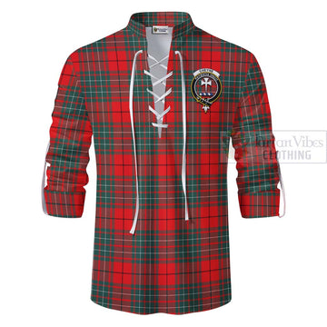 Cheyne Tartan Ghillie Kilt Shirt with Family Crest and Bearded Skull Holding Bottles of Whiskey - Tartan Vibes Clothing