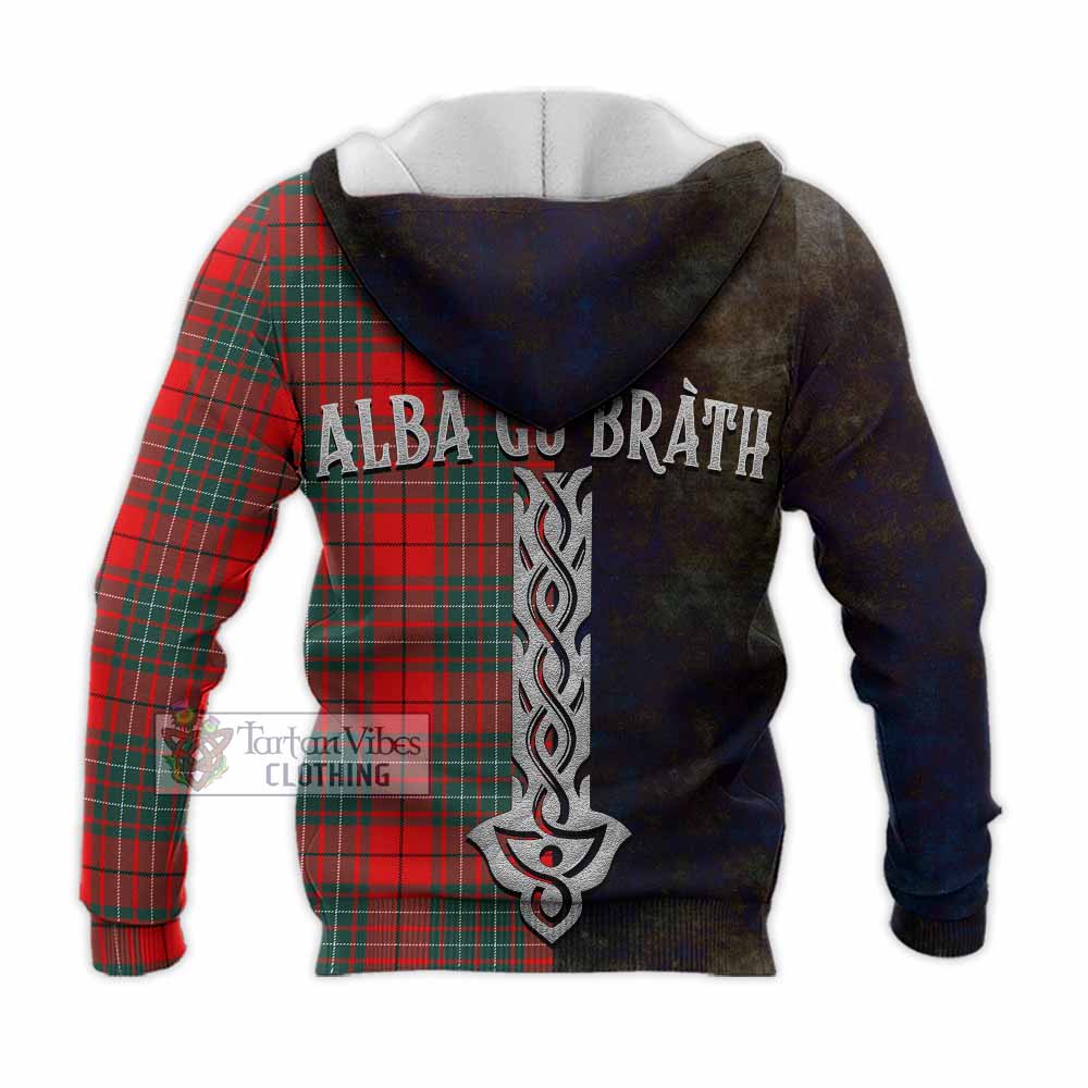 Tartan Vibes Clothing Cheyne Tartan Family Crest Knitted Hoodie Alba Gu Brath Be Brave Lion Ancient Style