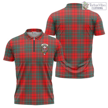 Cheyne Tartan Zipper Polo Shirt with Family Crest