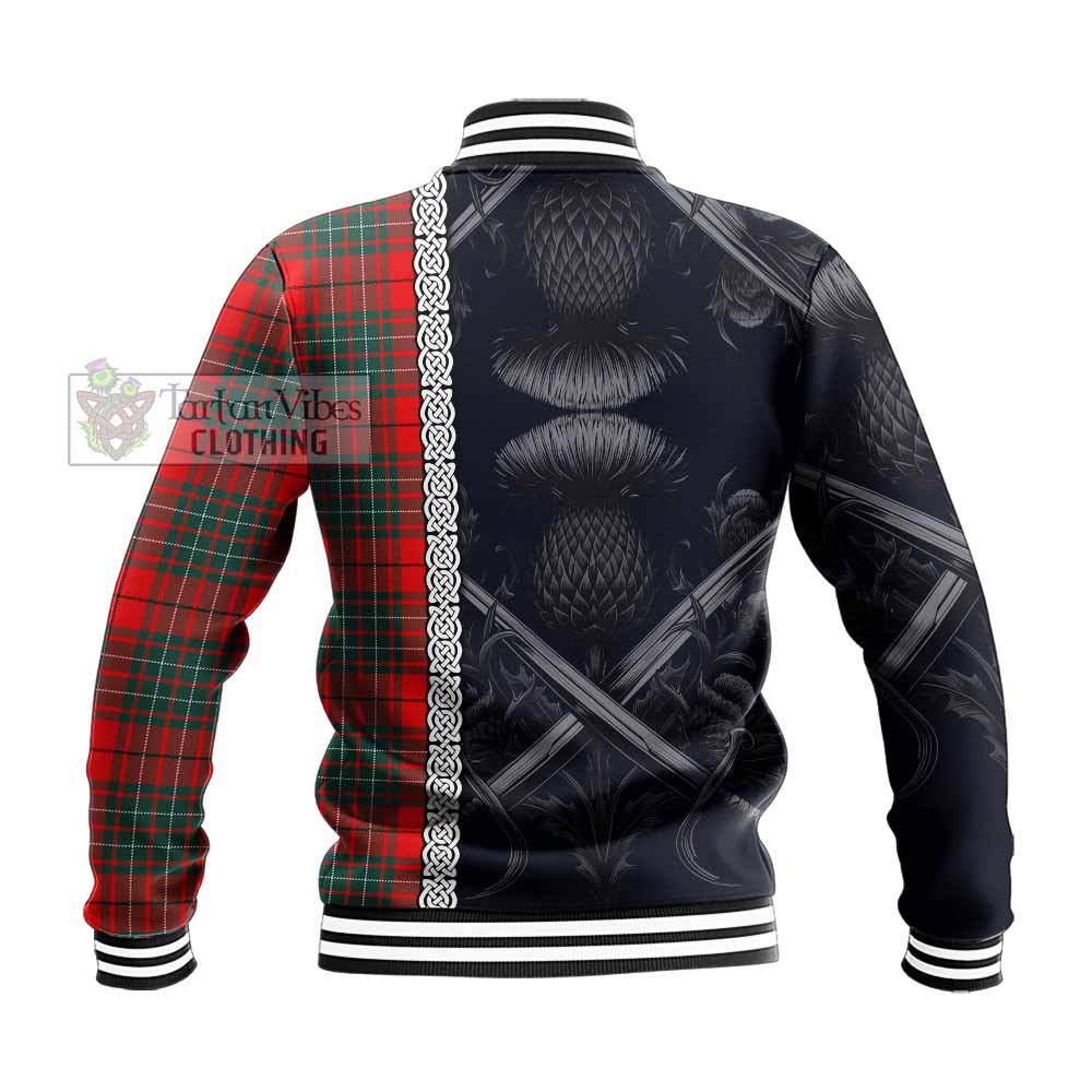 Cheyne Tartan Baseball Jacket with Family Crest Cross Sword Thistle Celtic Vibes - Tartan Vibes Clothing