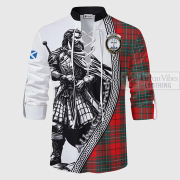 Cheyne Tartan Clan Crest Ghillie Kilt Shirt with Highlander Warrior Celtic Style - Tartan Vibes Clothing