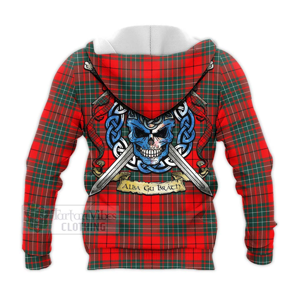 Cheyne Tartan Knitted Hoodie with Family Crest Celtic Skull Style - Tartan Vibes Clothing