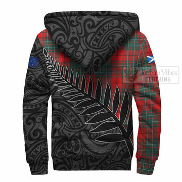 Cheyne Crest Tartan Sherpa Hoodie with New Zealand Silver Fern Half Style - Tartan Vibes Clothing