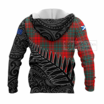Cheyne Crest Tartan Knitted Hoodie with New Zealand Silver Fern Half Style - Tartan Vibes Clothing