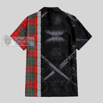 Cheyne Tartan Hawaiian Shirt with Family Crest Cross Sword Thistle Celtic Vibes - Tartan Vibes Clothing