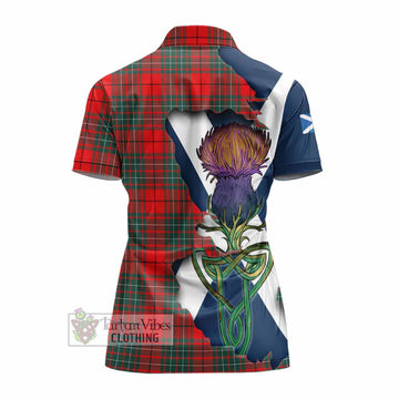 Tartan Vibes Clothing Cheyne Tartan Family Crest Women's Polo Shirt Scottish Thistle Celtic Inspired