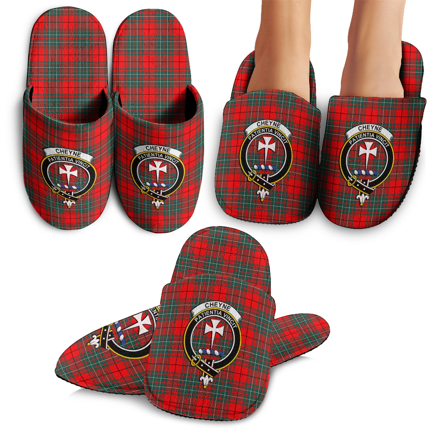 Cheyne Tartan Home Slippers with Family Crest - Tartanvibesclothing