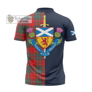Cheyne Tartan Zipper Polo Shirt Alba with Scottish Lion Royal Arm Half Style - Tartan Vibes Clothing